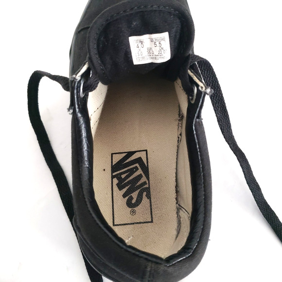 VANS Off The Wall SIZE 4 (MENS) 5.5 (WOMEN) Youth Lace Up Sneakers Black - Picture 8 of 13